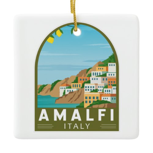 Amalfi Italy Retro Travel Art Vintage Ceramic Ornament