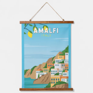 Amalfi Italy Retro Travel Art Vintage Hanging Tapestry