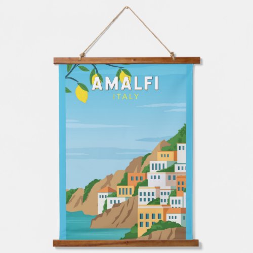 Amalfi Italy Retro Travel Art Vintage Hanging Tapestry