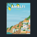 Amalfi Italy Retro Travel Art Vintage Postcard<br><div class="desc">Amalfi vector art design. Amalfi is a town in a dramatic natural setting below steep cliffs on Italy’s southwest coast.</div>