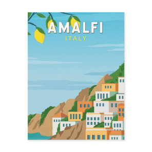 Amalfi Italy Retro Travel Art Vintage Postcard