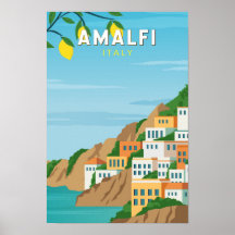 Amalfi Italy Retro Travel Art Vintage
