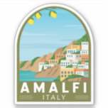 Amalfi Italy Retro Travel Art Vintage Sticker<br><div class="desc">Amalfi vector art design. Amalfi is a town in a dramatic natural setting below steep cliffs on Italy’s southwest coast.</div>