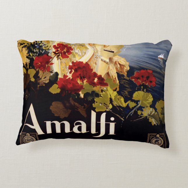 Amalfi Italy Travel Poster Art Graphic Accent Pillow (Back)