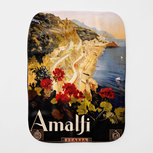 Amalfi Italy Travel Poster Art Graphic Baby Burp Cloth (Front)