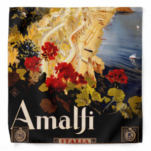Amalfi Italy Travel Poster Art Graphic Bandana
