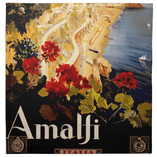 Amalfi Italy Travel Poster Art Graphic Cloth Napkin (Front)