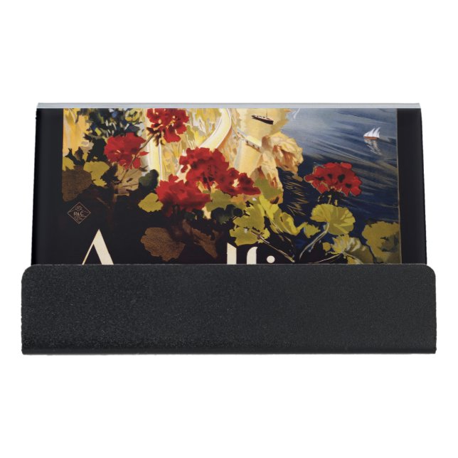 Amalfi Italy Travel Poster Art Graphic Desk Business Card Holder (Front)