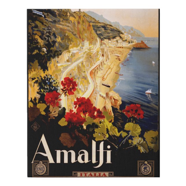 Amalfi Italy Travel Poster Art Graphic Faux Canvas Print (Front)