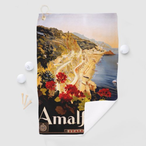Amalfi Italy Travel Poster Art Graphic Golf Towel