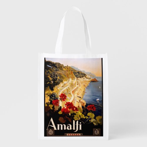 Amalfi Italy Travel Poster Art Graphic Grocery Bag