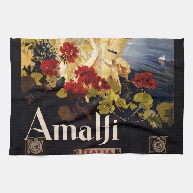 Amalfi Italy Travel Poster Art Graphic Kitchen Towel (Horizontal)