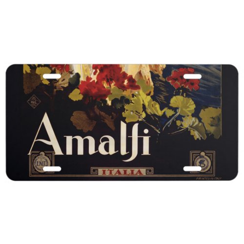 Amalfi Italy Travel Poster Art Graphic License Plate