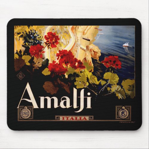 Amalfi Italy Travel Poster Art Graphic Mouse Pad