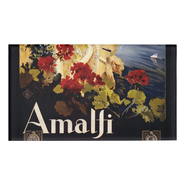 Amalfi Italy Travel Poster Art Graphic Name Tag (Front)