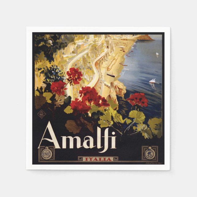 Amalfi Italy Travel Poster Art Graphic Napkins (Front)