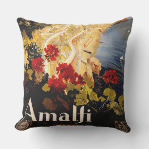 Amalfi Italy Travel Poster Art Graphic Outdoor Pillow