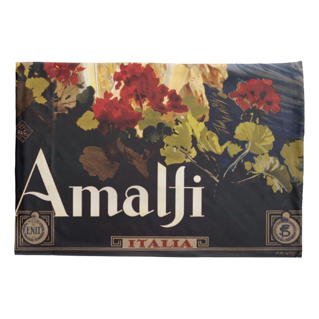 Amalfi Italy Travel Poster Art Graphic Pillow Case (Back)
