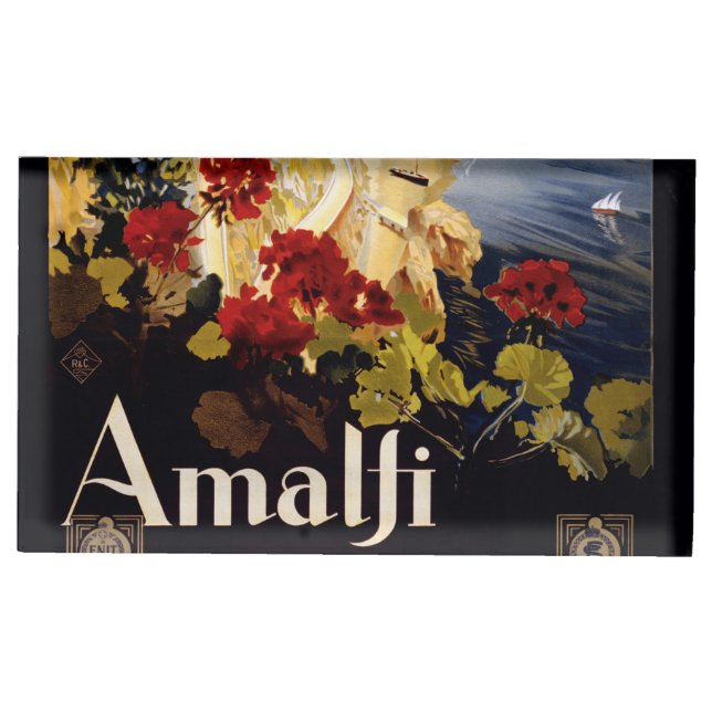 Amalfi Italy Travel Poster Art Graphic Place Card Holder (Front)