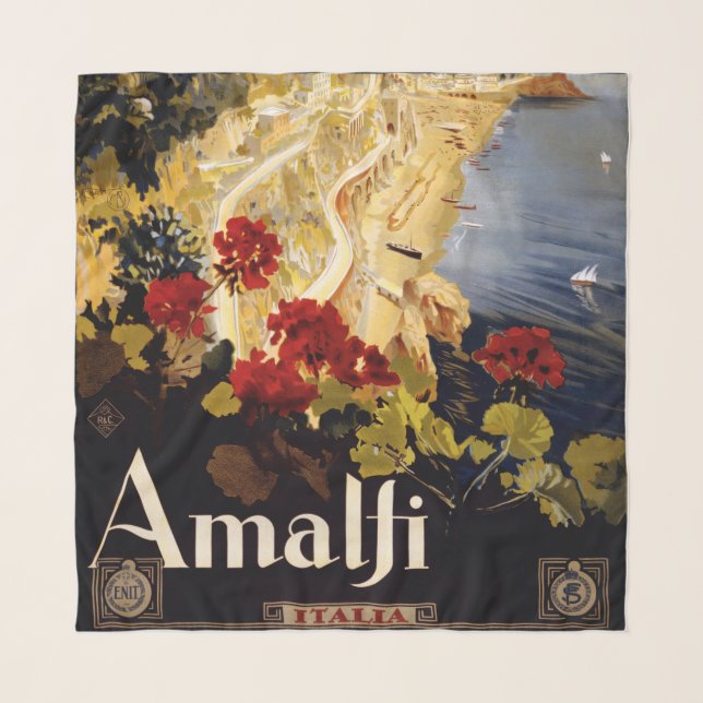 Amalfi Italy Travel Poster Art Graphic Scarf (Front)