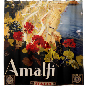 Amalfi Italy Travel Poster Art Graphic Shower Curtain