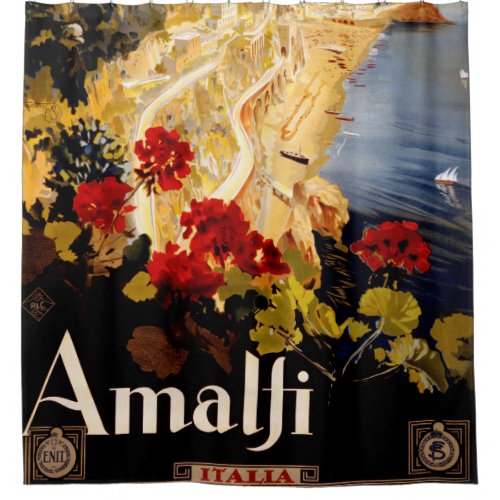 Amalfi Italy Travel Poster Art Graphic Shower Curtain