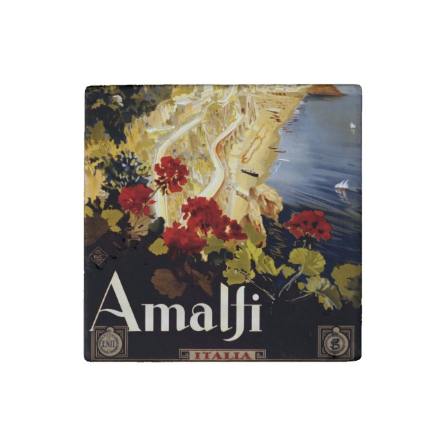 Amalfi Italy Travel Poster Art Graphic Stone Magnet (Fourth Magnet)
