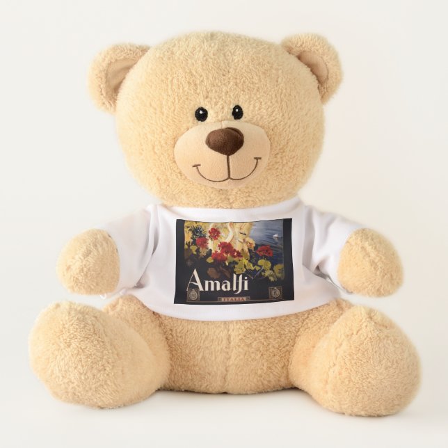 Amalfi Italy Travel Poster Art Graphic Teddy Bear (Front)