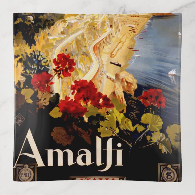 Amalfi Italy Travel Poster Art Graphic Trinket Tray (Front)