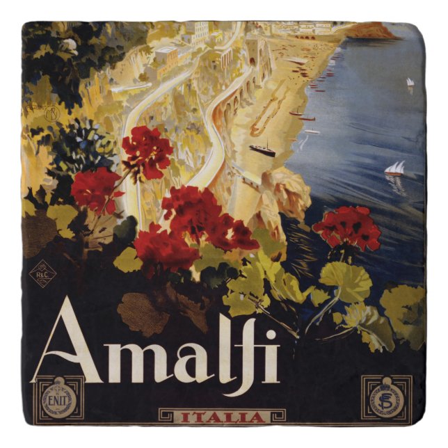 Amalfi Italy Travel Poster Art Graphic Trivet (Front)