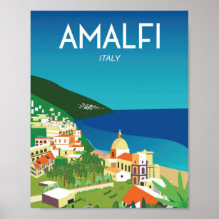 Amalfi Italy travel poster italian city mediterane