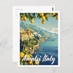 Amalfi Italy Vintage Famous Travel Place Postcard