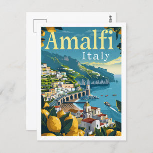 Amalfi Italy Vintage Famous Travel Place Postcard