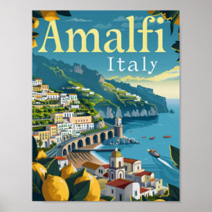 Amalfi Italy Vintage Famous Travel Place Poster