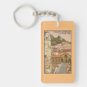 Amalfi, Italy Vintage Travel Postcard Keychain