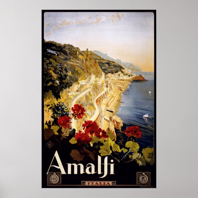 Amalfi Italy vintage travel poster (Front)