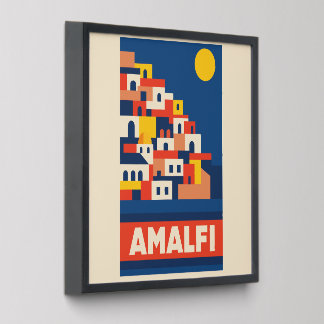 Amalfi Italy Vintage Travel Poster Retro Coastal Peel And Stick Photo Tile