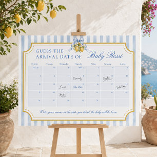 Amalfi Lemon Baby Shower Guess The Arrival Date Foam Board