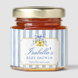 Amalfi Lemon Blue And White Striped Baby Shower Honey Jar Favors