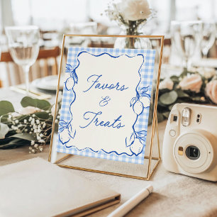 Amalfi Lemon Blue Gingham Favors & Treats Poster