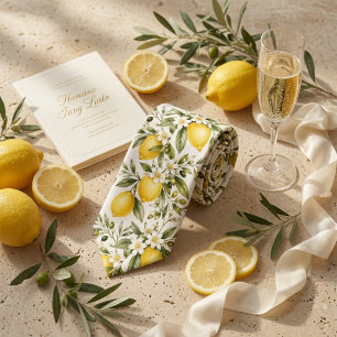 Amalfi Lemon Botanical Wedding Italian Summer Neck Tie