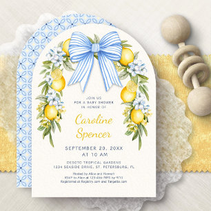 Amalfi Lemon Bow Floral Arch Baby Shower Invitation