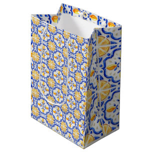 Amalfi Lemon Citrus Watercolor Mediterranean Medium Gift Bag