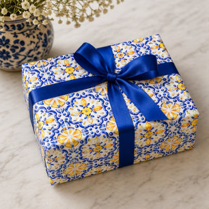 Amalfi Lemon Citrus Watercolor Mediterranean  Wrapping Paper