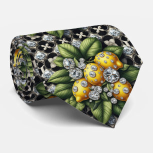 Amalfi Lemon Faux Silk Luxury Art Deco Diamonds Neck Tie