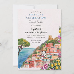Amalfi Lemon Floral Birthday Invitation