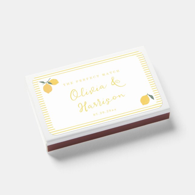 Amalfi Lemon Italian Summer Wedding Matchboxes (Front Closed)