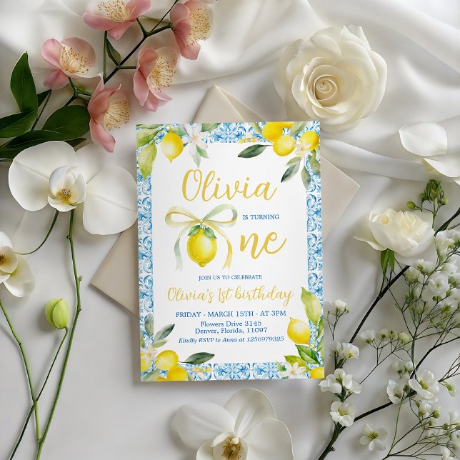 Amalfi Lemon Mediterranean 1st Birthday Invitation (Creator Uploaded)