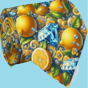 Amalfi Lemon Mediterranean Faux DIamonds Faux Silk Neck Tie