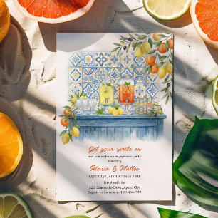 Amalfi Lemon Mediterranean Tile Engagement Party Invitation